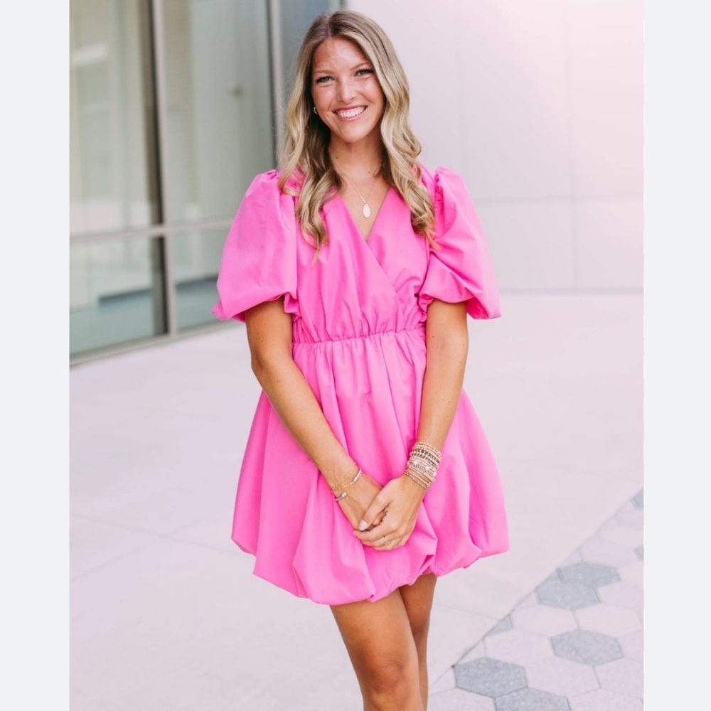 Entro pink boho poof dress size small